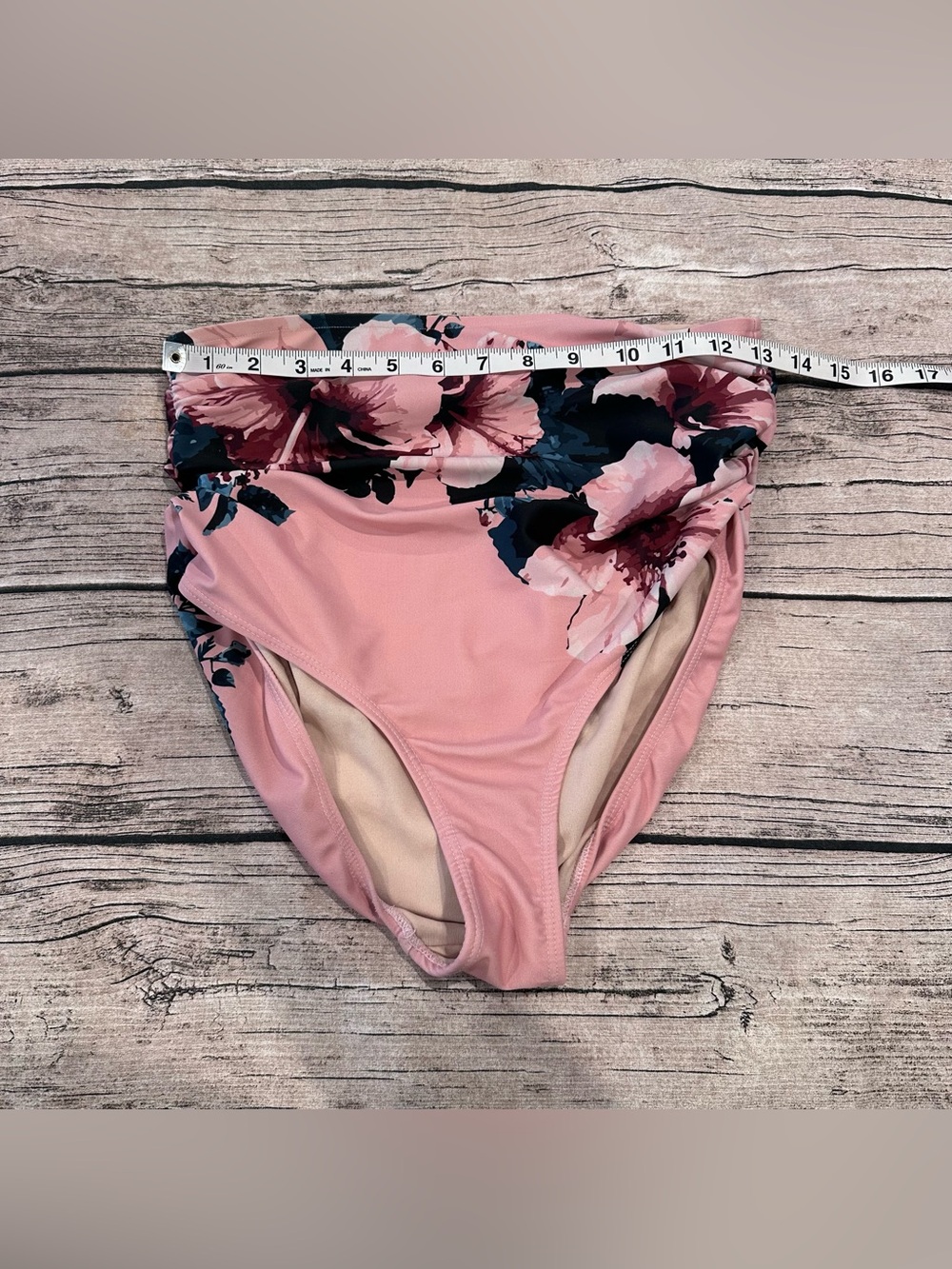 Albion Pink Floral High-Waist Rouched Bikini Bottoms Size Medium - Picture 5 of 8